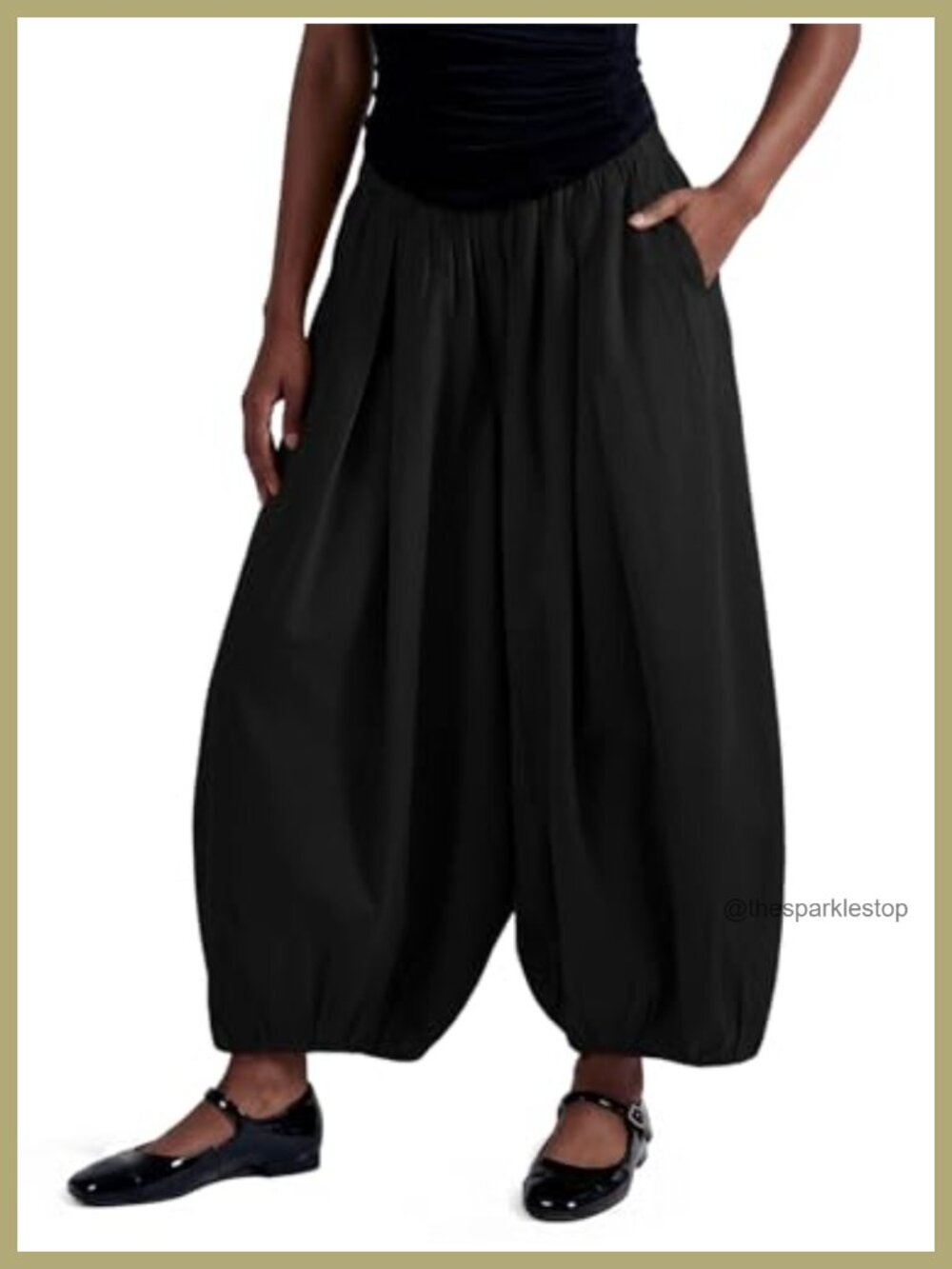 Wide Leg Balloon Sweatpants Elastic Waist Pleated Pockets Baggy Casual